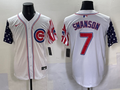 Men's Chicago Cubs Dansby Swanson White Replica Player Jersey