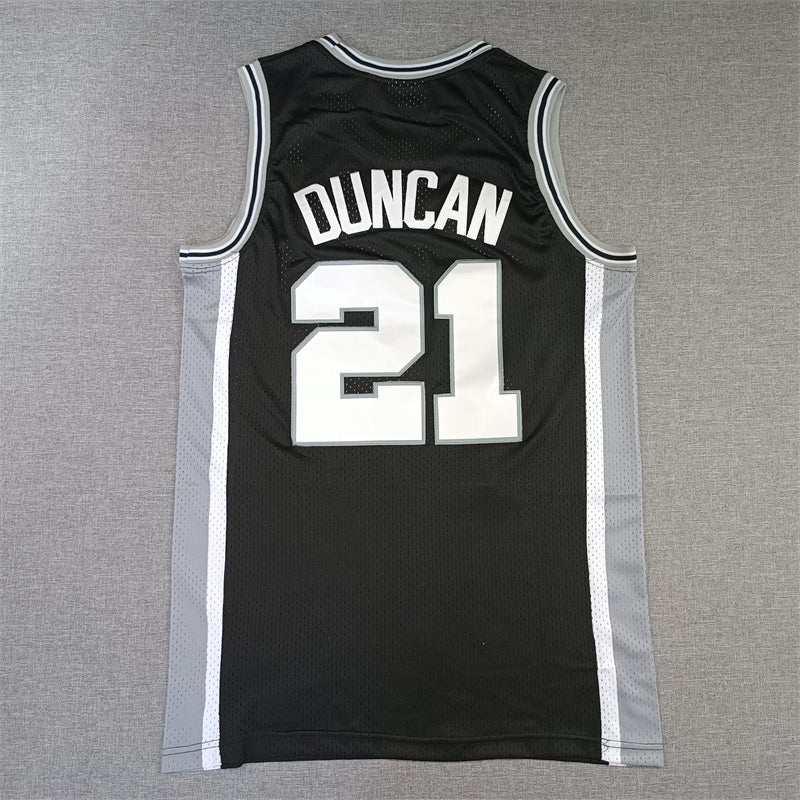 Men's San Antonio Spurs Tim Duncan Black Big & Tall Hardwood Classics Jersey