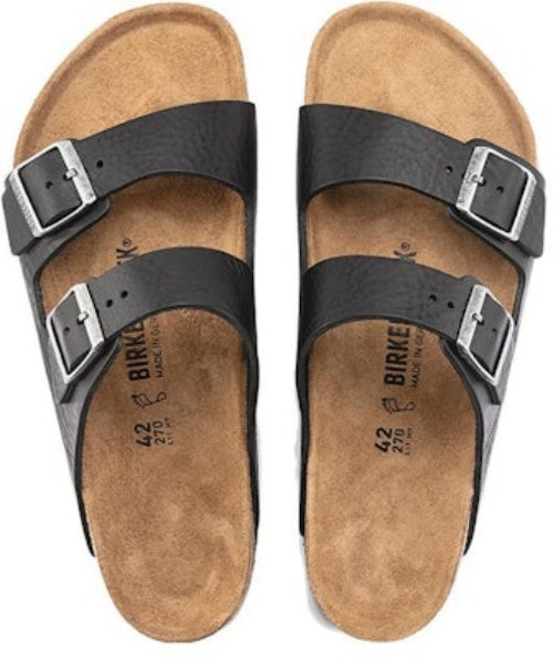 Birkenstock Arizona 1023115 Grip Vintage Wood Black Leather Sandals