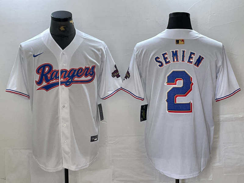 Men's Texas Rangers Marcus Semien White 2024 Gold Collection Limited Player Jersey