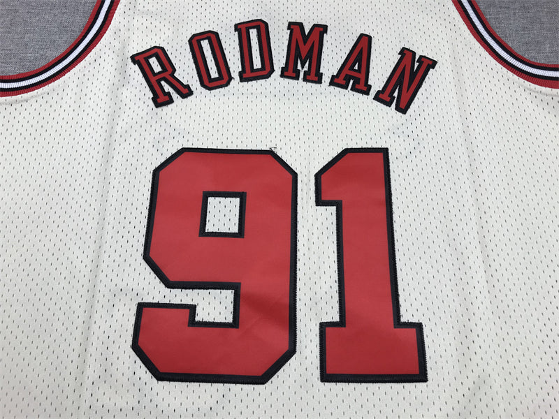 Men's Chicago Bulls Dennis Rodman Cream Hardwood Classics Swingman Jersey