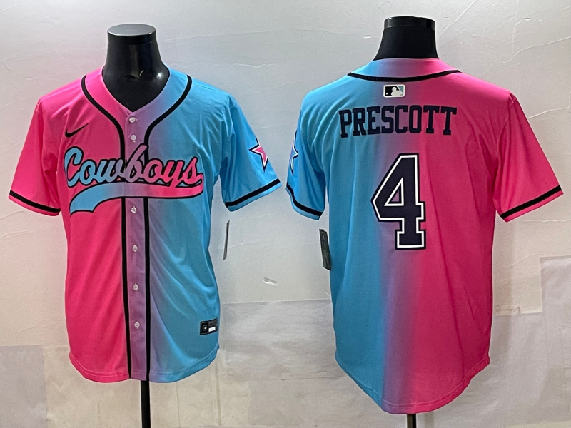 Men's Dallas Cowboys Dak Prescott Pink/Blue Game Jersey