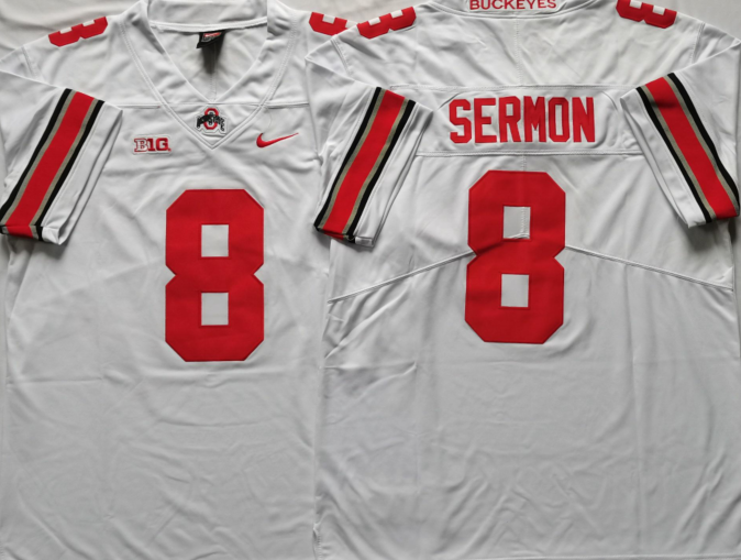 Men's Ohio State Buckeyes Trey Sermon White Player Game Jersey