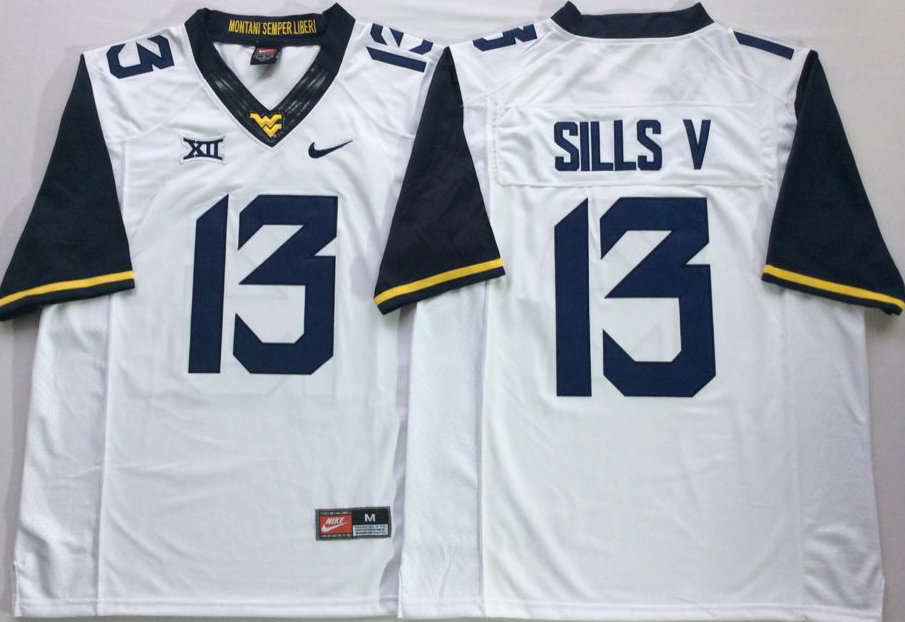 Men's West Virginia Mountaineers David Sills White Player Game Jersey