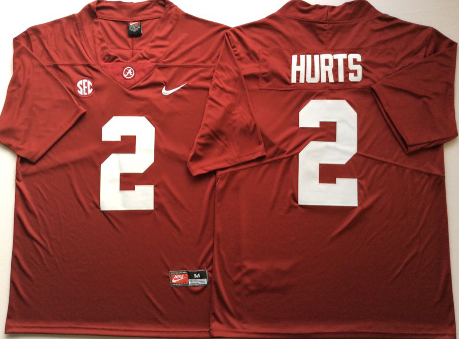 Men's Alabama Crimson Tide Jalen Hurts Crimson Player Game Jersey