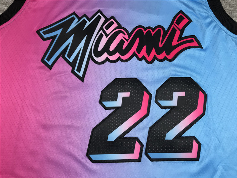 Men's Miami Heat Jimmy Butler NBA Pink Blue Swingman Jersey - City Edition
