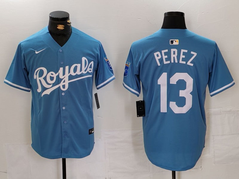 Men's Kansas City Royals Salvador Perez Light Blue Alternate Limited Player Jersey