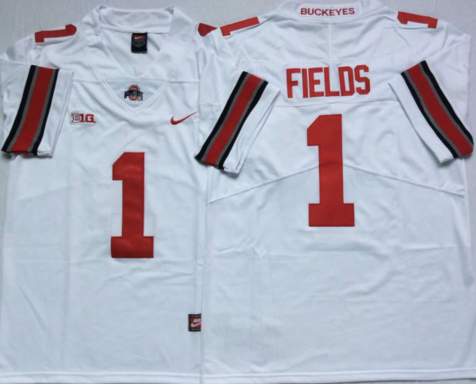 Men's Ohio State Buckeyes Justin Fields White Player Game Jersey