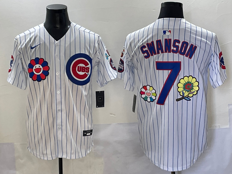 Men's Chicago Cubs Dansby Swanson White Limited Player Jersey