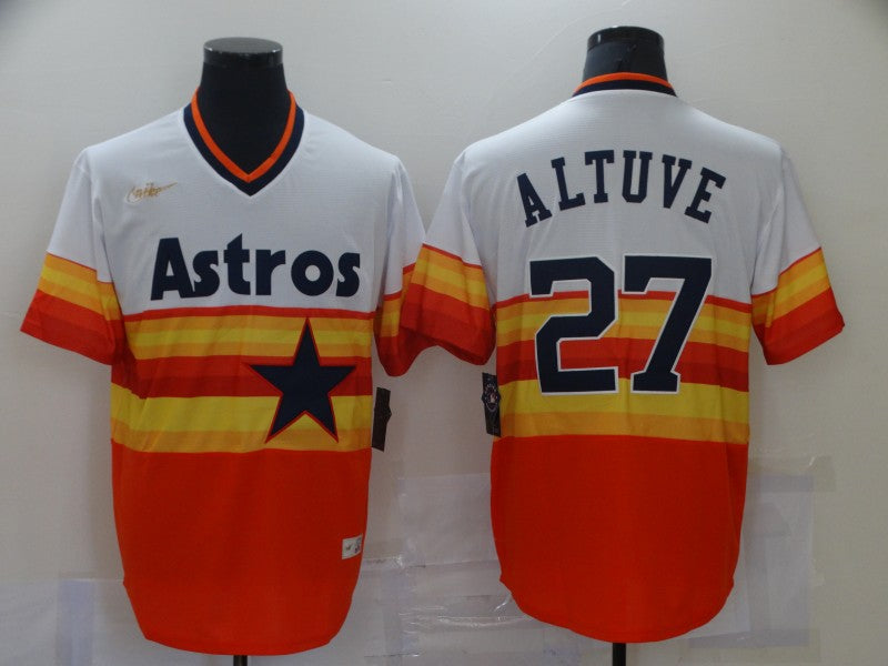 Men's Houston Astros Jose Altuve White/Orange Replica Baseball Jersey
