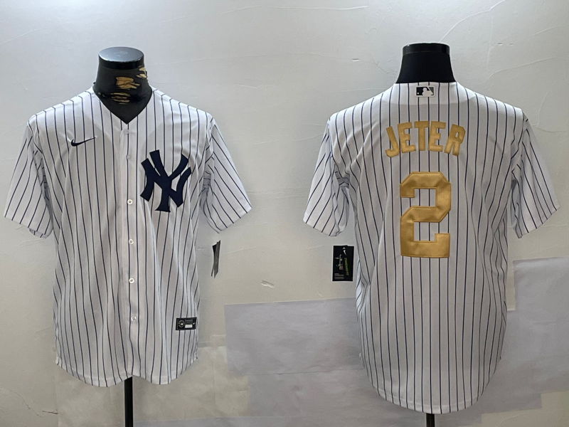 Men's New York Yankees Derek Jeter White Game Jersey