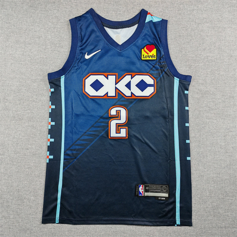 Men's Oklahoma City Thunder Shai Gilgeous-Alexander Navy 2025/26 Swingman Jersey - City Edition