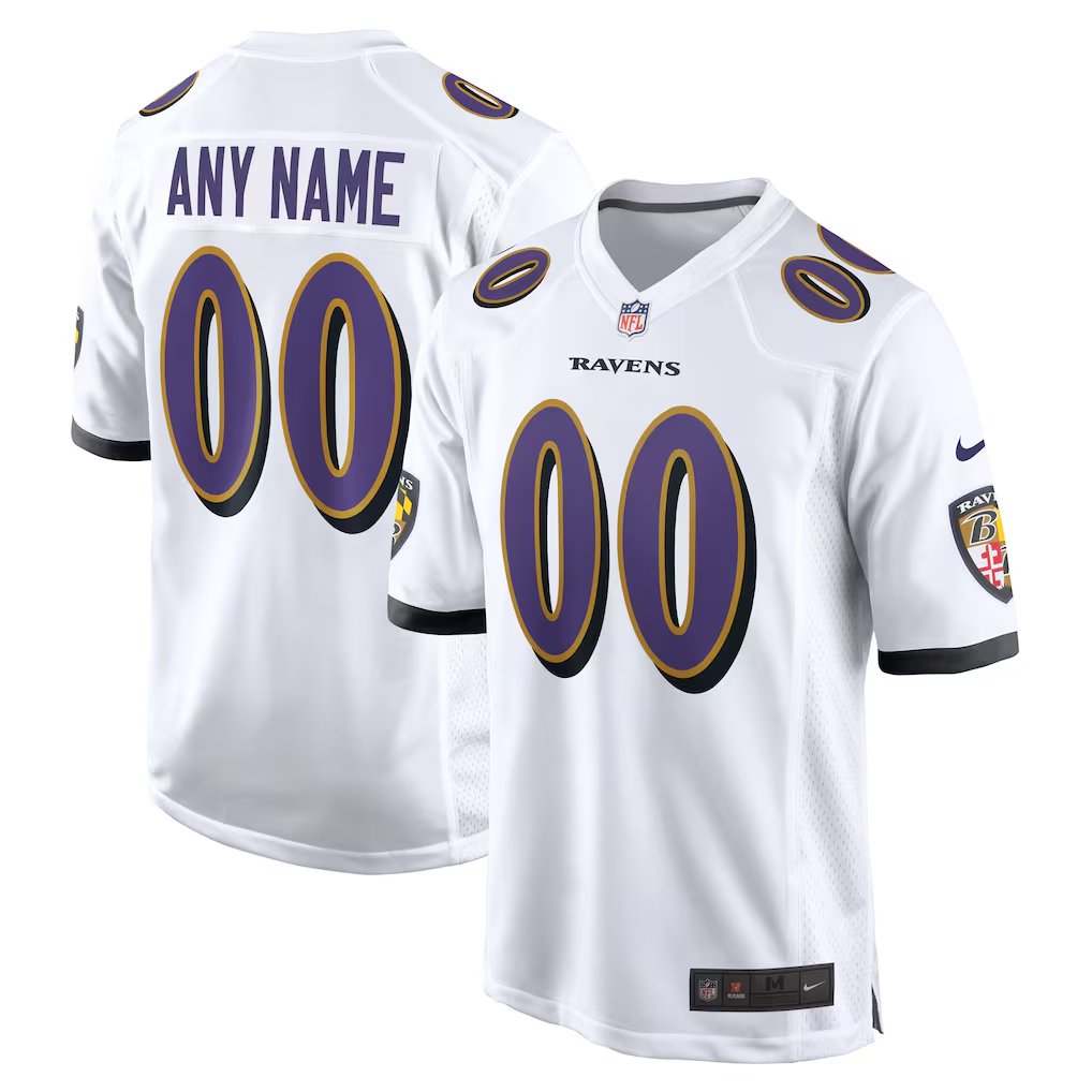 Men's Baltimore Ravens White Custom Game Jersey