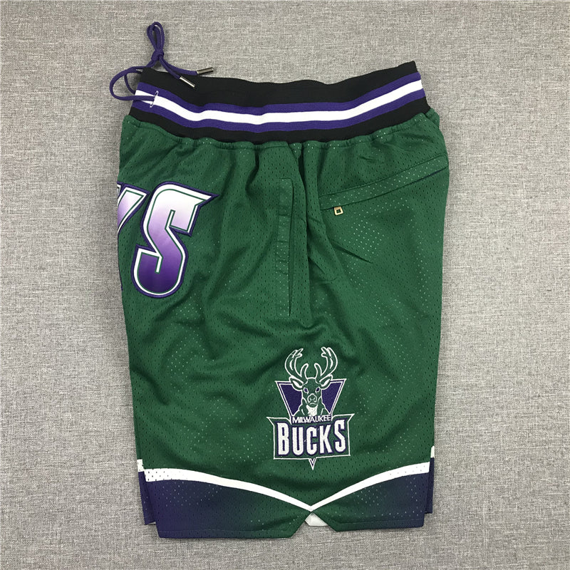Men's Milwaukee Bucks Basketball Shorts With pocket Vintage Green