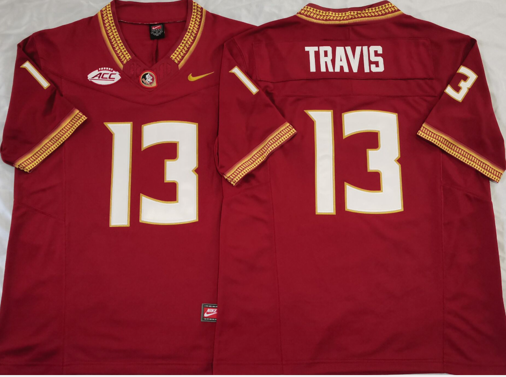 Men's Florida State Seminoles Jordan Travis Red Player Jersey