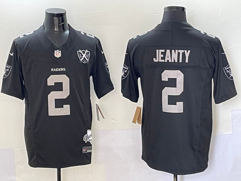 Men's Las Vegas Raiders Ashton Jeanty Black 2025 NFL Draft First Round Pick Game Jersey