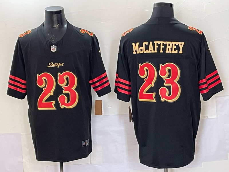 Men's San Francisco 49ers Christian McCaffrey Black 2025 Rivalries Collection Game Jersey