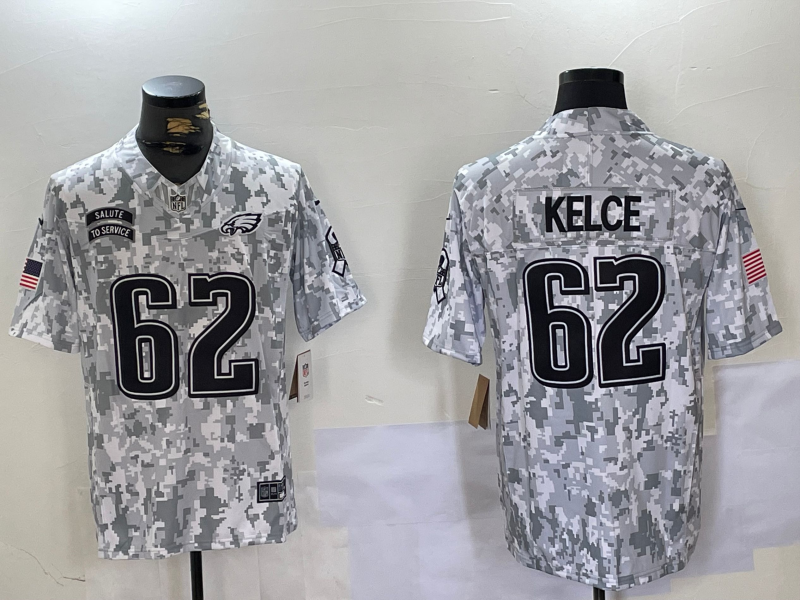 Men's Philadelphia Eagles Jason Kelce Arctic Camo 2024 Salute to Service Limited Jersey
