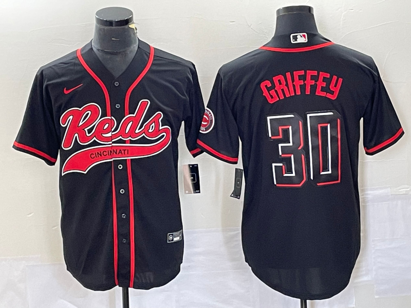 Men's Cincinnati Reds Ken Griffey Jr. Black Replica Player Jersey Joint Edition