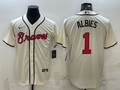 Men's Atlanta Braves Ozzie Albies Beige Replica Player Jersey