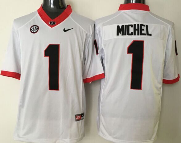 Men's Georgia Bulldogs Sony Michel White Player Game Jersey