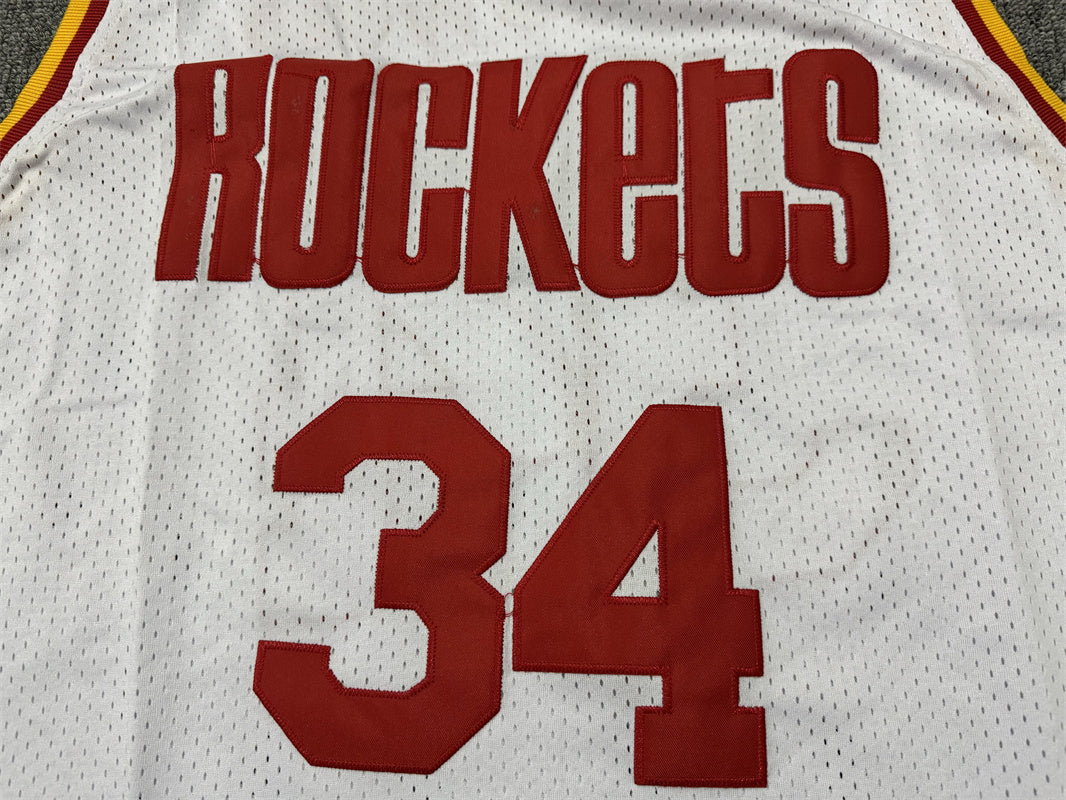 Men's Houston Rockets Hakeem Olajuwon White Hardwood Classics Swingman Jersey