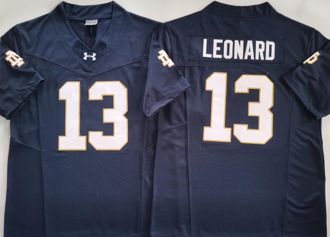 Men's Norte Dame Fighting Irish Riley Leonard Navy Player Game Jersey