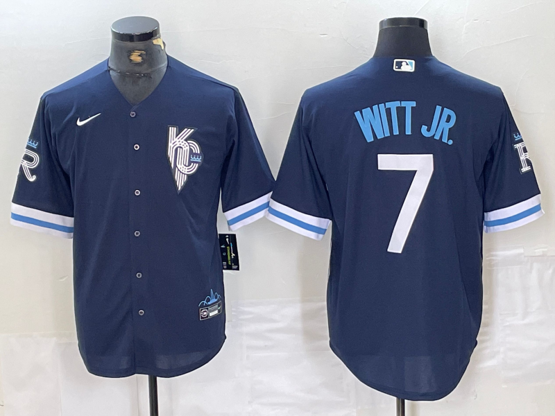 Men's Kansas City Royals Bobby Witt Jr. Navy Replica Baseball Jersey