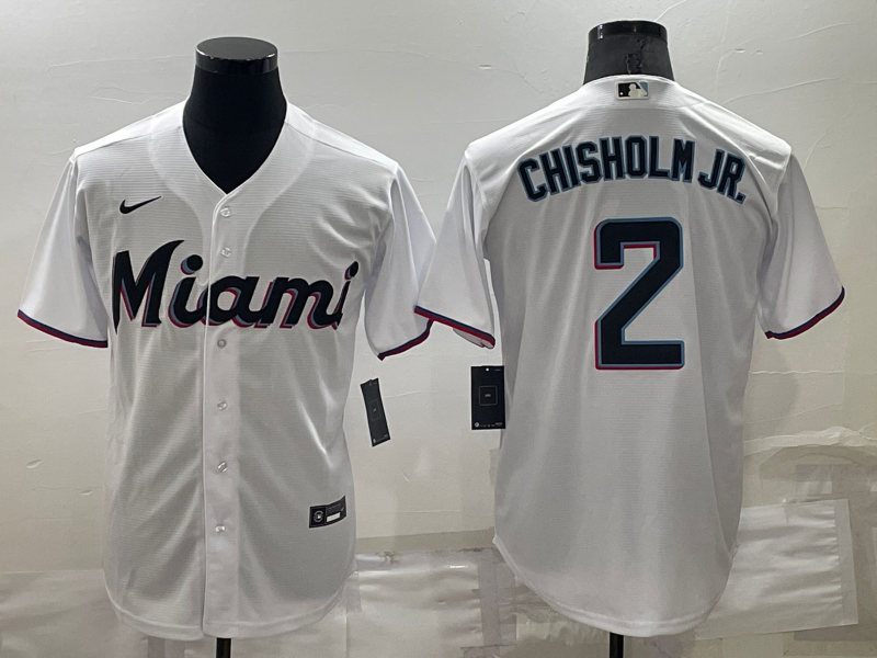 Men's Miami Marlins Jazz Chisholm Jr. White Replica Baseball Jersey