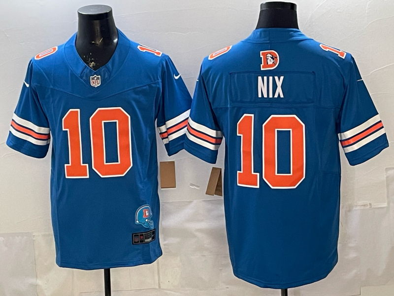 Men's Denver Broncos Bo Nix Blue Team Game Jersey