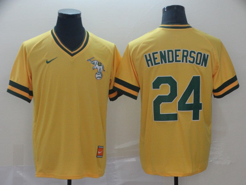 Men's Oakland Athletics Rickey Henderson Yellow Replica Player Jersey