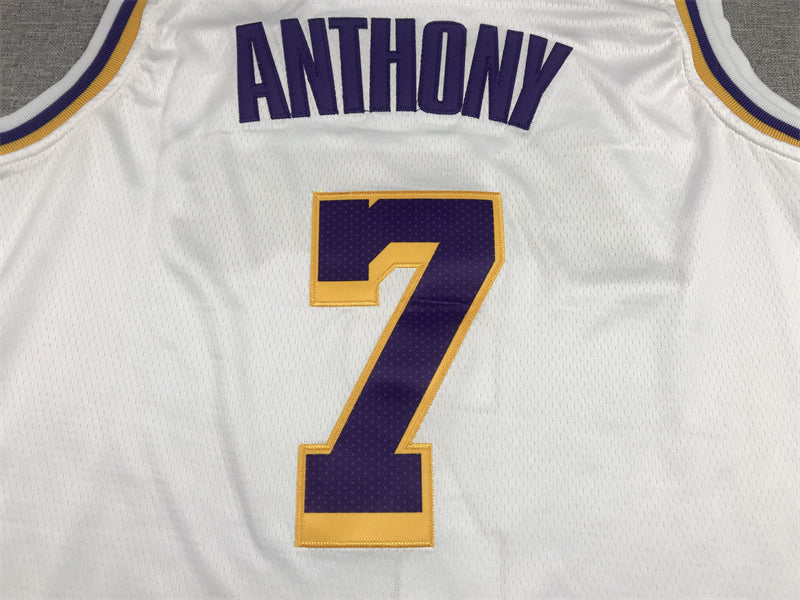 Men's Los Angeles Lakers Carmelo Anthony White Fast Break Replica Jersey