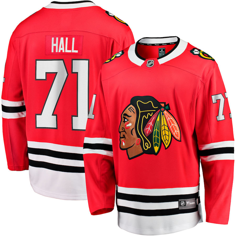 Men's Chicago Blackhawks Taylor Hall Red Home Breakaway Player Jersey