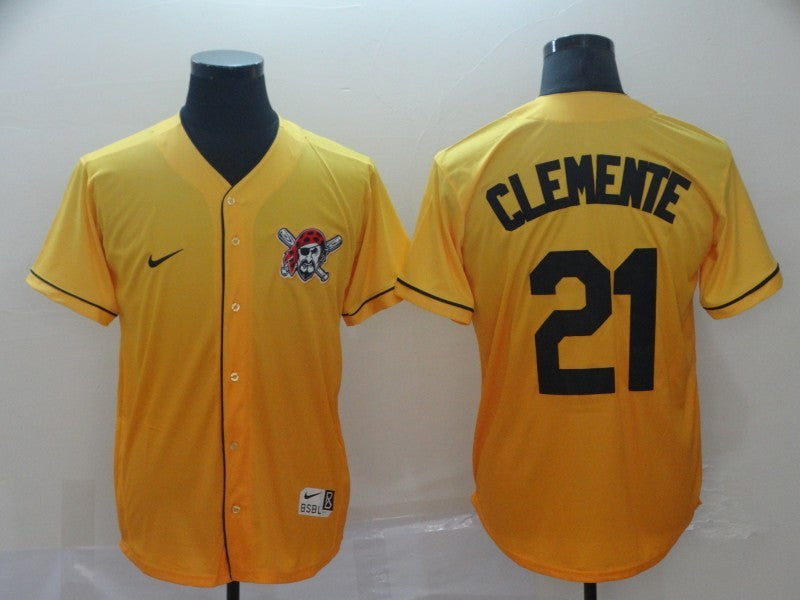 Men's Pittsburgh Pirates Roberto Clemente Yellow Replica Player Jersey