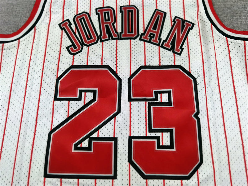 Men's Chicago Bulls Michael Jordan White 1995-96 Hardwood Classics Authentic Jersey