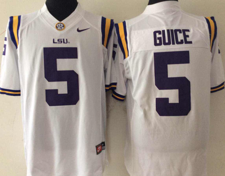 Men's LSU Tigers Derrius Guice White Player Game Jersey