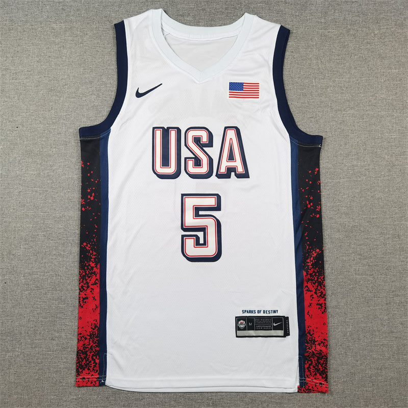 Men's 2024 USA Dream Team Anthony Edwards White Authentic Player Jersey