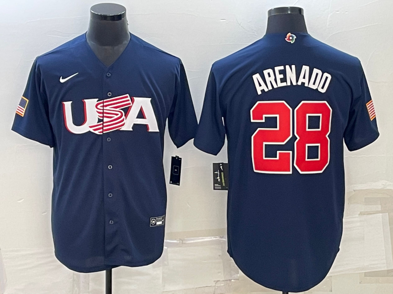 Men's 2023 World Baseball Classic Nolan Arenado USA Navy Jersey