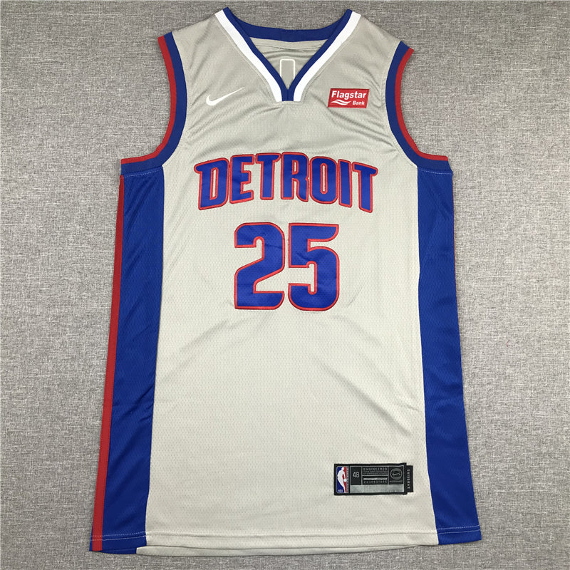 Men's Detroit Pistons Derrick Rose Silver Swingman Jersey