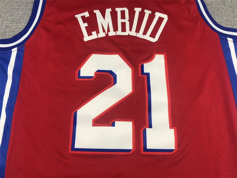 Men's Philadelphia 76ers Joel Embiid NBA Red Replica Jersey