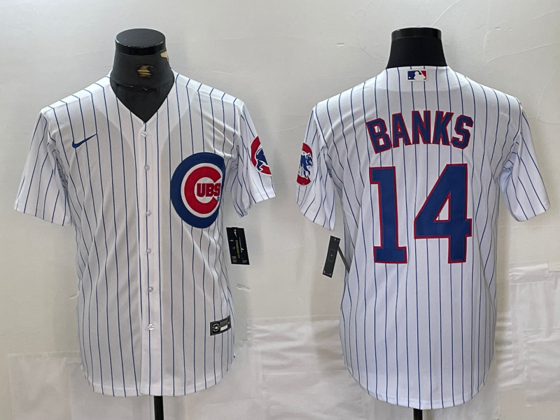 Men's Chicago Cubs Ernie Banks White Replica Baseball Jersey