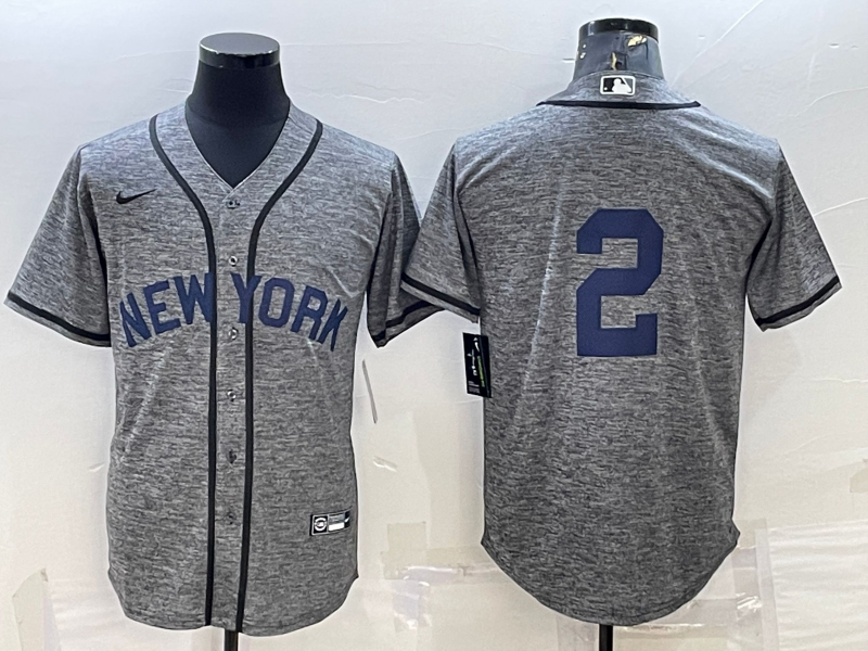 Men's New York Yankees Derek Jeter Gray Replica Game Name Jersey
