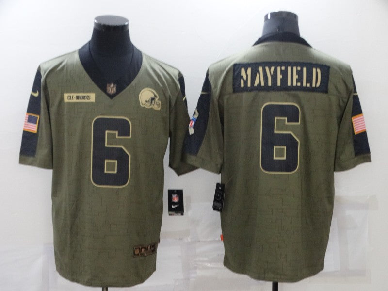 Men's Cleveland Browns Baker Mayfield Olive Game Player Jersey