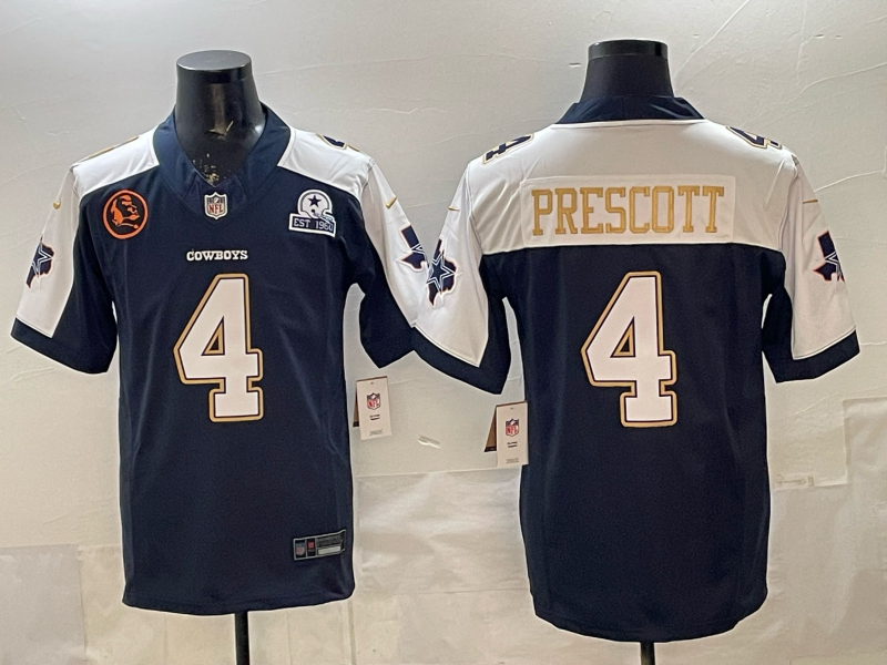 Men's Dallas Cowboys Dak Prescott Navy Game Team Jersey