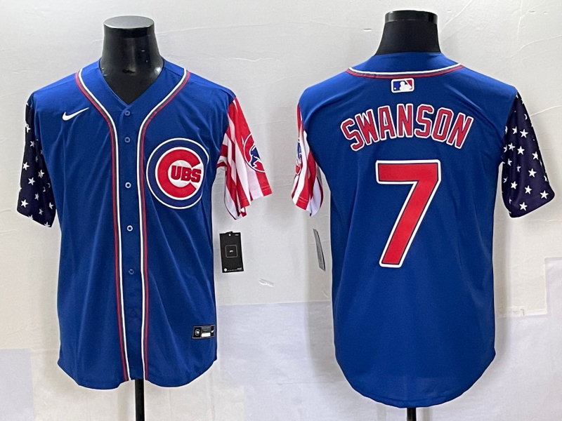 Men's Chicago Cubs Dansby Swanson Royal Game Player Jersey
