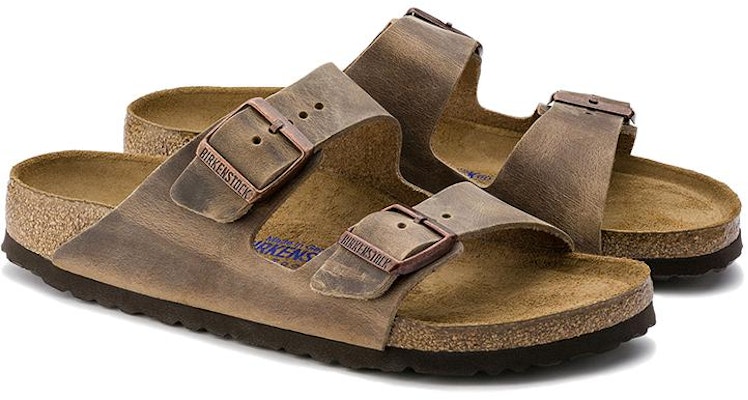 Birkenstock Arizona Soft Footbed Oiled Leather 0552813 Narrow Fit Tobacco Brown Slide Sandals