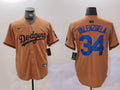 Men's Los Angeles Dodgers Fernando Valenzuela Brown Game Player Jersey