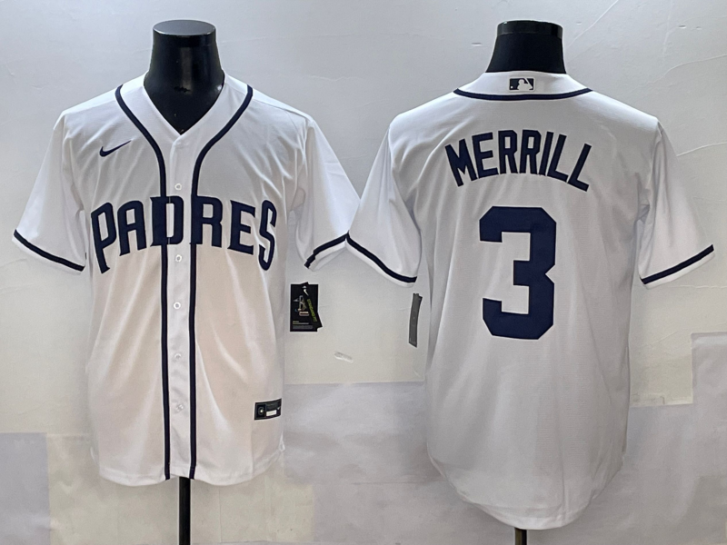 Men's San Diego Padres Jackson Merrill White Player Game Jersey
