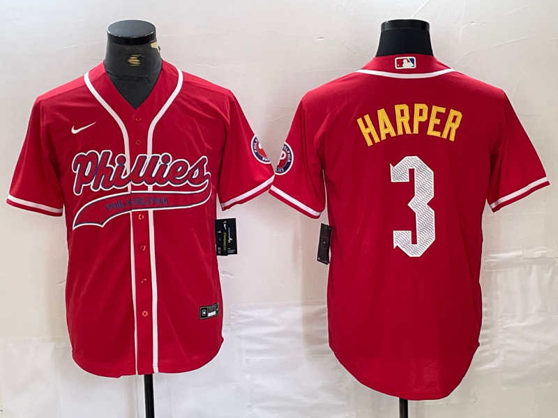 Men's Philadelphia Phillies Bryce Harper Red Player Jersey Joint Edition