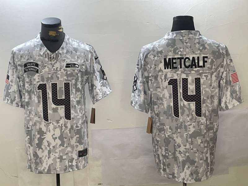 Men's Seattle Seahawks DK Metcalf Arctic Camo 2024 Salute to Service Limited Jersey